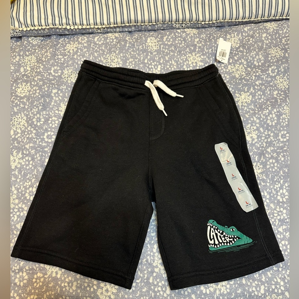 Boy Terry Cloth Black Shorts